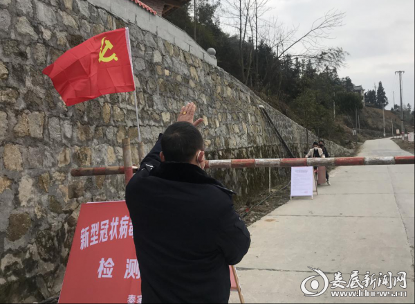 (奉家镇检测点辅警志愿者拦车背影)